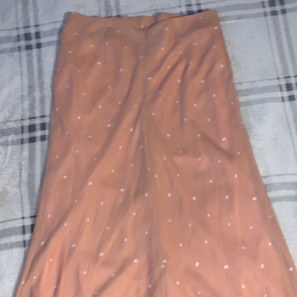 Francesca's Pink midi polka dot skirt
